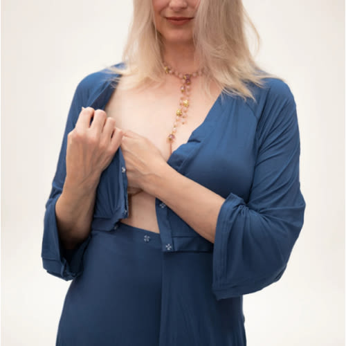 Amelia Labor & Postpartum Gown in Midnight Blue – Lila