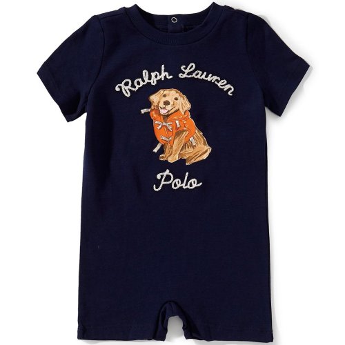 Ralph Lauren Baby Boys 3-12 Months Short-Sleeve Dog-Print Jersey Shortall