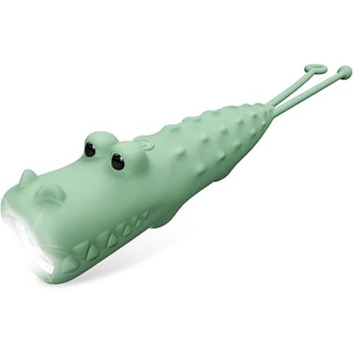 Rechargeable Children's Flashlight, LED Flashlight for Boys and Girls, Pink Unicorn for 4-6 Year Old Girls and Boys, Camping and Outdoor Exploration, Birthday Gift (Crocodile)