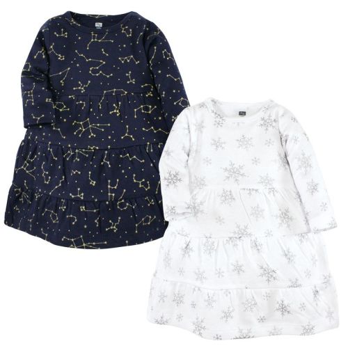 Hudson Baby Girl Cotton Dresses, Metallic Snowflake Star, 6-9 Months