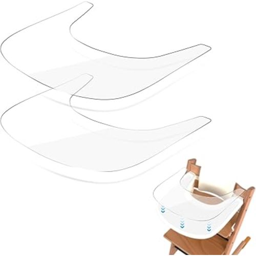 VANEST 2 Pack Suction Solver Sticker Compatible with Stokke Tripp Trapp Tray, Transparent Stickers to Strong Suction Plates and Bowls, Adehisve Placemat Suction High Chair Placemat (Tray Shape)