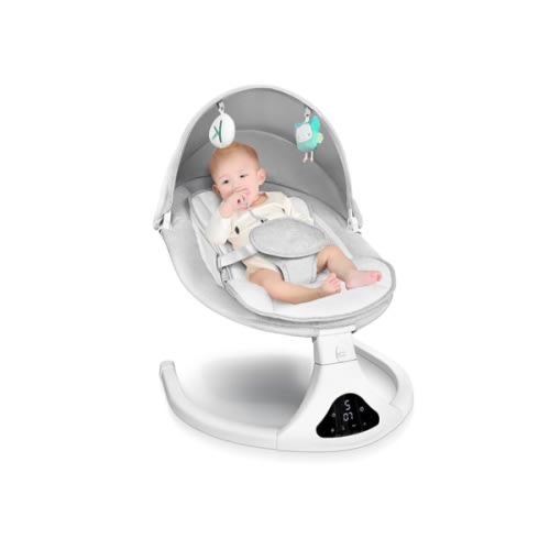 Electric Baby Swing for Infants to Toddler| Portable Infant Swing with Remote Control, Rocker with 5 Speeds, 3-Point Harness for Baby Boy Girl (Light Grey)