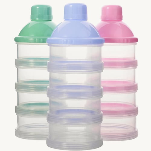 D-GROEE Baby Milk Powder Formula Dispenser, 4 Layers Multi-Function Portable Formula Container for Travel