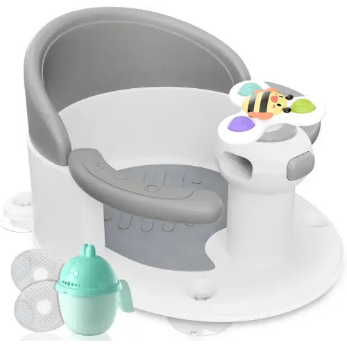 BEBELEH™ Baby Bath Seat [Original] for Babies 6 Months & Up - Safe Infant and Toddler Baby Bathtub Seat for Sitting Up - Baby Bath Tub Baby Tub Seat for Shower (Gray, 6 Months+)