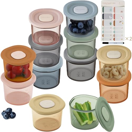 Moonkie Silicone Baby Food Containers | 4 oz Baby Food Storage Jars with Airtight Lids | Reusable Baby Food Jars, Freezer,Microwave and Dishwasher Safe, Perfect for Infant & Toddler