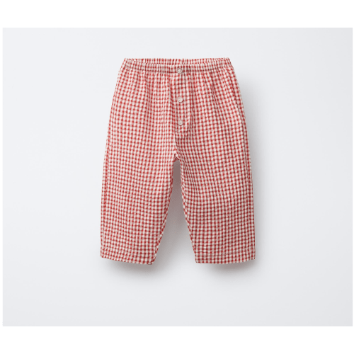 GINGHAM PANTS - Ecru / Red | ZARA United States
