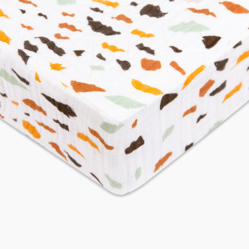 babyletto Quilted Changing Pad Cover in GOTS Certified Organic Muslin Cotton - Terrazzo
