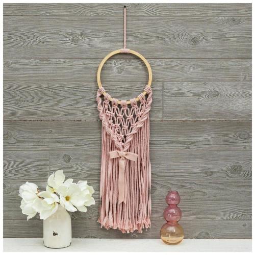 Macrame Hoop With Bow Wall Decor