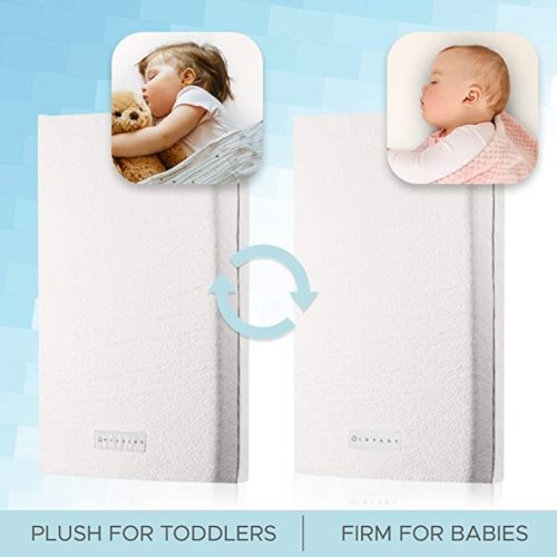 Organic Cotton Dual-Sided Crib Mattress | 2-Stage Premium Memory Foam CertiPUR-US Hypoallergenic Baby Mattress, Firm Support for Infant, Cooling Gel for Toddler, Waterproof & Washable Cover, 52x27x5.5 - Standard