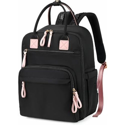 LORADI 18 Pockets Large Diaper Bag Backpack, Black