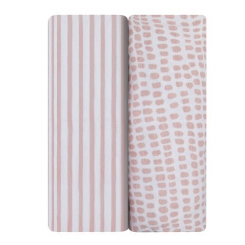 Ely's & Co. Baby Fitted Waterproof Sheet Set 100% Combed Jersey Cotton Mauve Pink Stripes & Splash, Size: crib