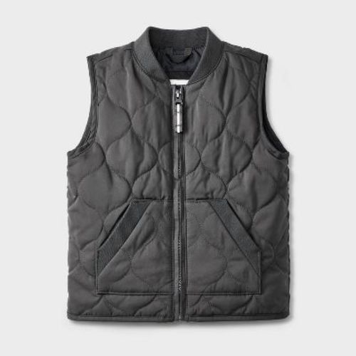 Toddler Boys' Solid Quilted Vest - Cat & Jack™ Charcoal Gray 3t