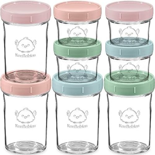 KeaBabies 4pk 8oz & 4pk 4oz Glass Baby Food Containers - Leak-Proof, Microwavable Small Baby Glass Jars with Lids, Baby Food Storage Containers,Baby Snack Containers,BPA-Free Baby Food Jars(Musk Dusk)