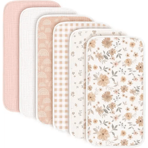 Konssy 6-Pack Muslin Baby Burp Cloths, Large 100% Cotton Burping Clothes, Soft & Absorbent for Newborns, Baby Boys and Girls