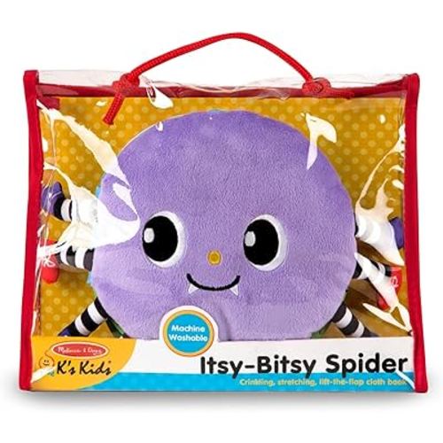 Melissa & Doug K's Kids Itsy-Bitsy Spider 8-Page Soft Activity Book for Babies and Toddlers - Cloth Baby Book And Sensory Toy With Textures To Grasp And Pages To Play Peekaboo, Ages 1 Month+