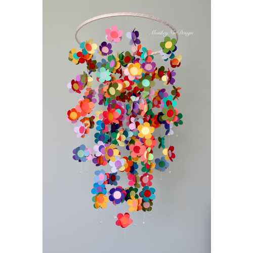 Gorgeous bright Flower mobile/butterfly mobile/rainbow flower mobile/Baby shower/Nursery Decor/Baby Nursery/Teen room decor/crib mobile/gift
