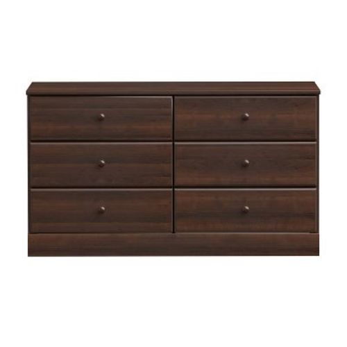 26.85" Prepac Astrid 6 Drawer Double Dresser for Bedroom Wide Chest of Drawers Bedroom Furniture Espresso