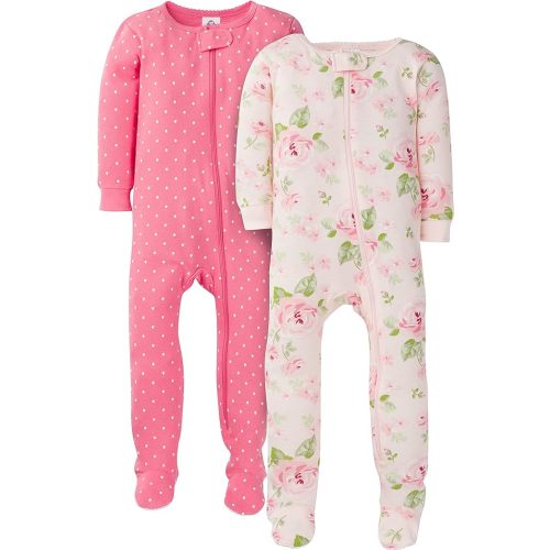 Gerber Baby Girls’ 2-Pack Footed Pajamas