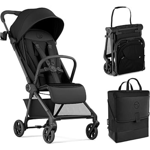 Mompush Nexis Carbon Fiber Travel Stroller with Travel Bag, Carry-On, Black