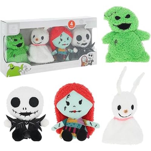 Disney Baby Tim Burton The Nightmare Before Christmas Jack Skellington, Sally, Zero, and Oogie Boogie Halloween Plushies Set, Minky Fabric Kids Toys
