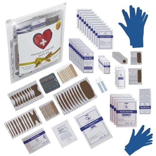 Children's First Aid Kit Refill - Xtra Large Size - 145 First Aid Supplies to Refill 2 Medium First Aid Kits from The Life Safety Pro