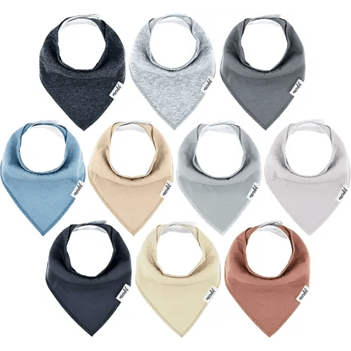 10-Pack Baby Bandana Drool Bibs - Baby Bibs for Boys, Girls, Unisex Soft Cotton Teething Bandana Bibs