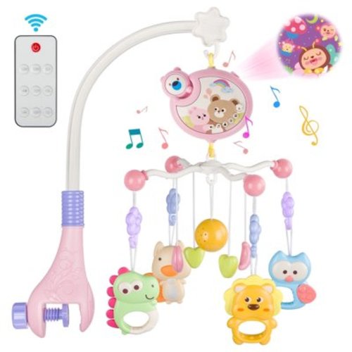 Crib Mobile with Music and Lights, XUEYU Baby Mobiles for Cribs with Remote Control for Bassinets Toys Hanging Girls Boys,Portable Animal Hanger Play