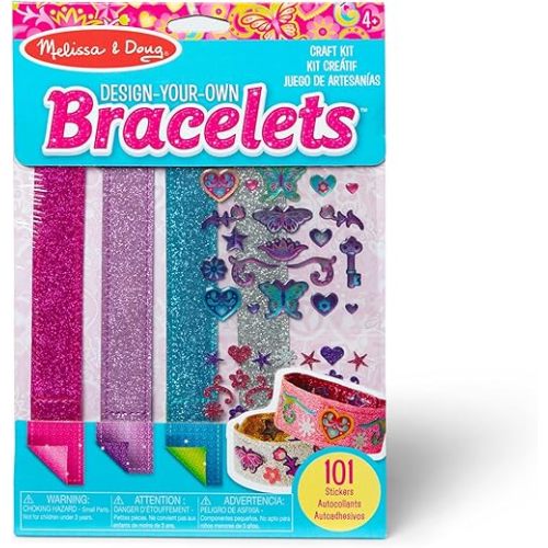 Melissa & Doug Design-Your-Own Bracelets with 100+ Sparkle Gem & Glitter Stickers, Kids Snap Bracelets, Stickers & Jewelry Crafts, Preschool Toys for Girls & Boys Ages 4+