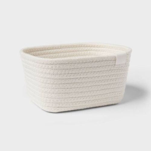 Coiled Rope Basket Ivory - Brightroom™: Decorative Rectangle, Polyester & Cotton, 8"x6"x4", Spot Clean