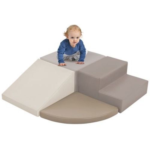 Soft Climb Crawl Activity Play Set For Toddler, Foam Indoor Active Play Structure Climbing Crawling Toys Beige