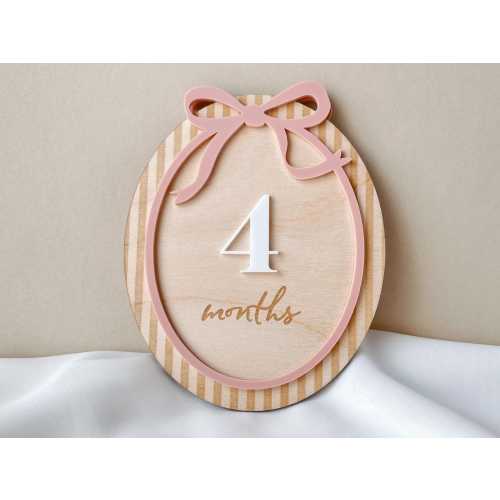 Baby Girl Monthly Milestone Pink Bow Baby Girl Milestone Marker Girl Baby Milestone Bow for Baby Girl Month Milestone Baby Name Sign Birth