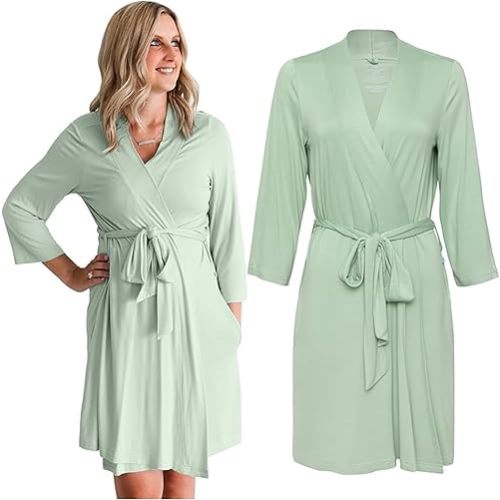 Posh Peanut Maternity Robe for Hospital Delivery - Soft Viscose from Bamboo Postpartum Robe for Women Nursing & Lounging