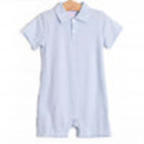 Levi Short Romper, Light Blue Stripe – Stitchy Fish