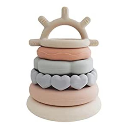 Marlowe & Co Stacking Ring Teether Toy, Soft Silicone Stacking Rings for Babies and Toddlers, 7 Piece Set (Classic) : Toys & Games