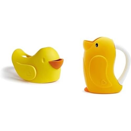 Munchkin® Beak™ Bath Spout Cover Safety Guard with Built-in Bubble Bath Dispenser, Yellow & Duckling™ Shampoo Bath Rinser, Yellow