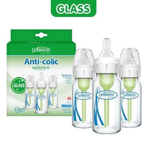 Dr. Brown's Anti-Colic Narrow Glass Options+ Baby Bottles - 4 fl oz/3pk