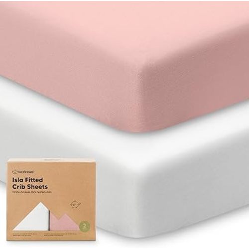 2-Pack Crib Sheets for Boys, Girls - Viscose Derived from Bamboo Fitted Crib Sheet, Baby Crib Sheets Neutral, Crib Mattress Sheet, Toddler Bed Sheets, Baby Sheets for Crib Fitted Sheets (Rose)
