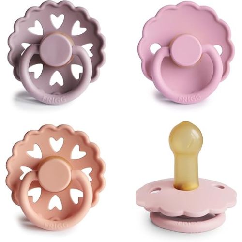 FRIGG Natural Rubber Baby Pacifier 4-Pack Sunset Bliss | Made in Denmark | BPA-Free (6-18 Months)