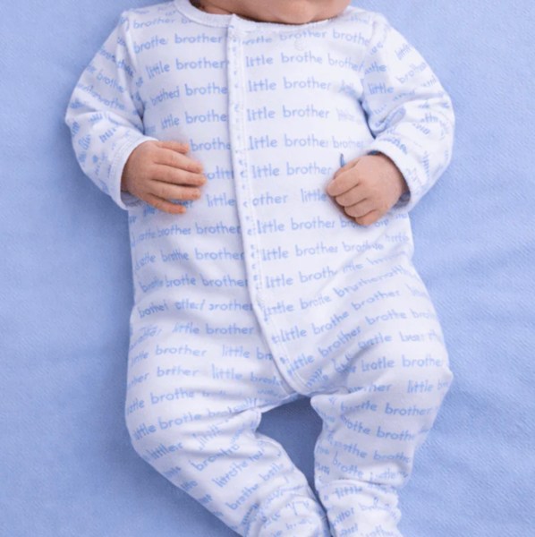 Baby Boy Little Brother Print Footie - Peruvian Pima Cotton - Magnolia Baby
