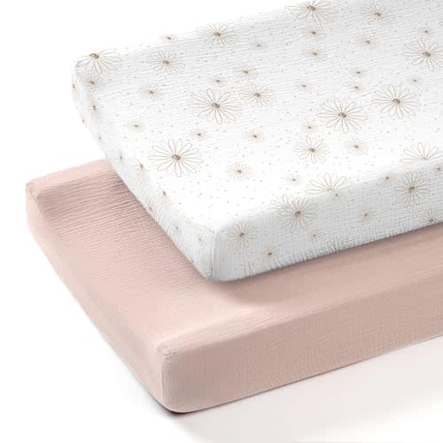 lulumoon Muslin Changing Pad Covers: Baby Cotton Changing Table Covers - Soft Changing Pad Sheets for Boys Girls