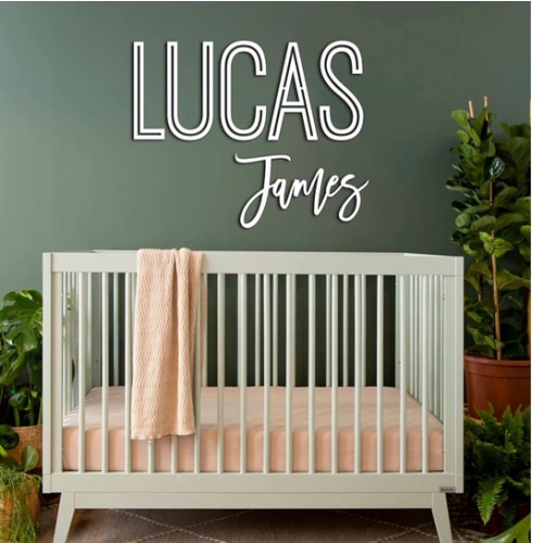 First and Middle Name Signs for Nursery Wooden Name Signs for Kids Room Personalized Name Sign