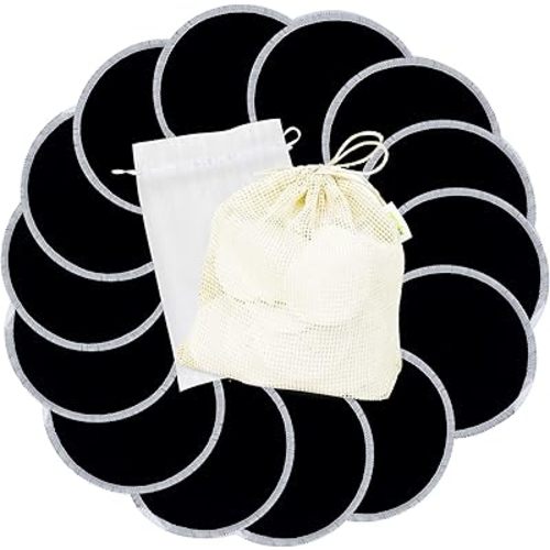wegreeco Nursing Breast Pads (14 Pack) + Laundry Bag & Travel Storage Bag, 3 Sizes: 3.9/4.7/5.5 inch Option - Washable & Reusable Breastfeeding Nursing Pads