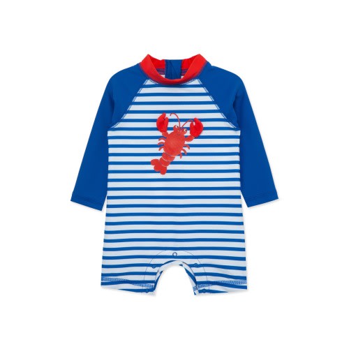 Lobster Long Sleeve One-Piece Rashguard Swimsuit, 18M