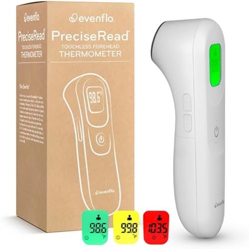 Evenflo PreciseRead Touchless Forehead Thermometer for Adults, Children, Babies, Food and Liquids – Accurate, Fast, No Contact, with Color-Coded Results