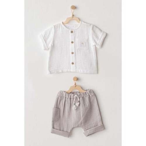 Shorts Button Outfit, Grey - Andy Wawa | Maisonette