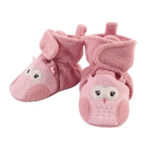 Hudson Baby Infant and Toddler Girl Cozy Fleece Booties, Pink Owl, 0-6 Months