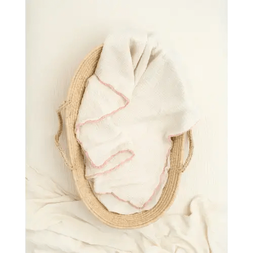 Soft, Heirloom Lace Baby Blanket | Organic Cotton Gauze | Willaby - 38" x 38"