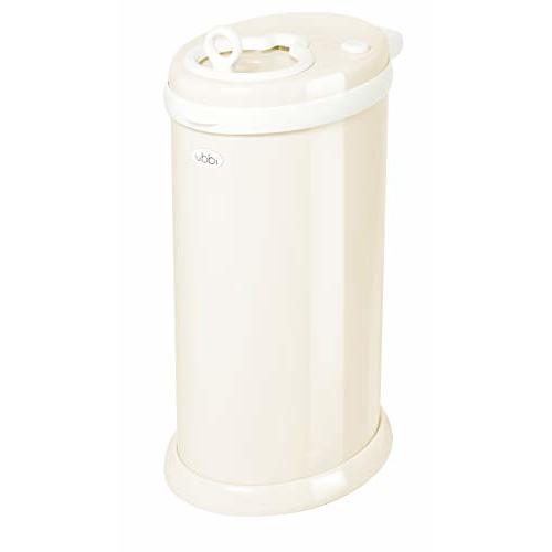 Ubbi Stainless Steel Diaper Pail, Odor Locking, No Special Bag Required, Award-Winning, Registry Must-Have, Cream
