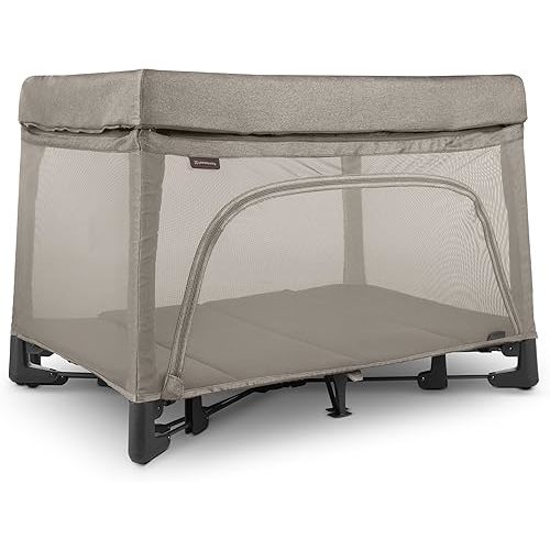 UPPAbaby Remi Playard | Deluxe 3-in-1 Portable Playard, Bedside Bassinet + Travel Crib| Mesh Bassinet, Mattress, Organic Cotton Mattress Cover + Storage Bag Included | Wells (Dark Taupe Mélange)