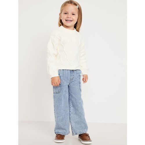 Pull-On Baggy Wide-Leg Cargo Jeans for Toddler Girls
